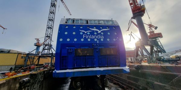 M/s Finlandia at the dock – renewal works in the engine, machine and navigation systems, new rudders and propeller blades